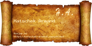 Hatschek Armand névjegykártya